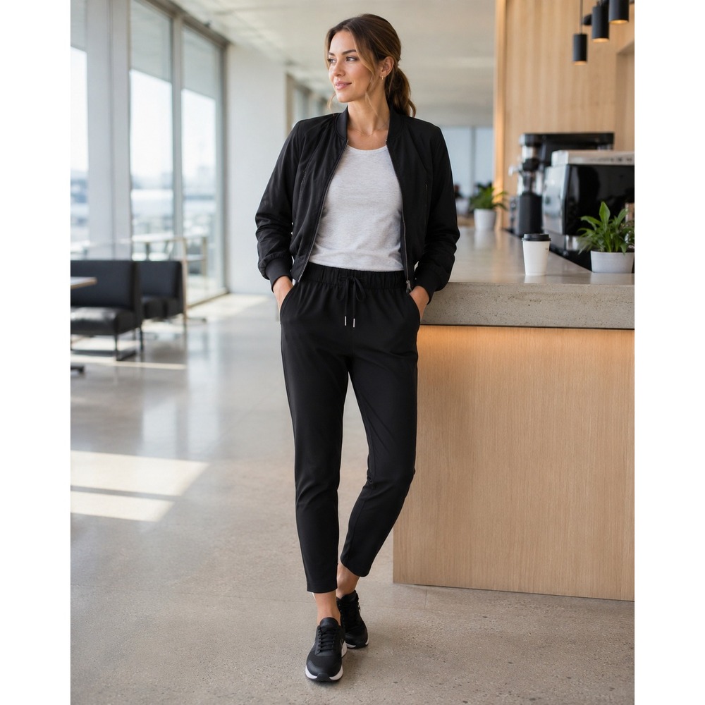 Lululemon On the Fly Pants Black Woven Jogger Travel Commuter Size 4